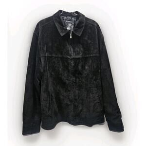 Y2K Vintage Axcess Black Suede Zip Coat Jacket Mens XXL 2XL